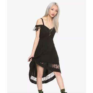 ROYAL BONES Daang Goodman Womens Black Gothic Dress Hi/Low Strap/Lace Cap Size X